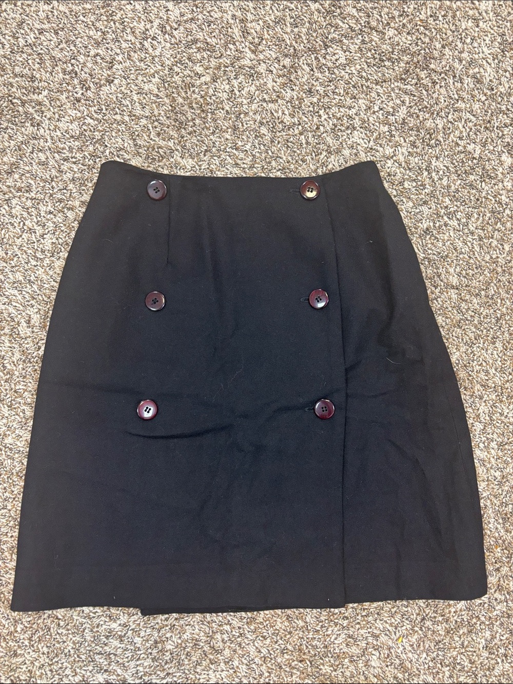 Geoffrey Beene Black Pencil Skirt with Decorative Buttons